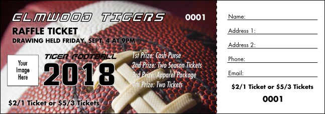 Football Schedule Raffle Ticket Product Front