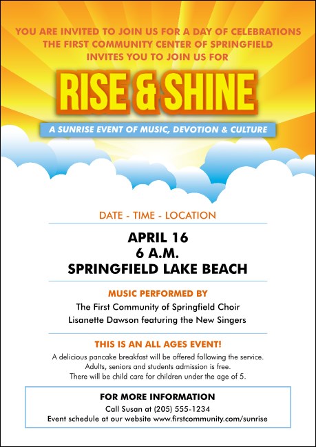 Sunrise Clouds Club Flyer Product Front